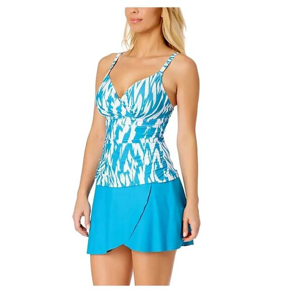 Anne Cole Womens Limited Edition UPF 50+ Tankini Top Turquoise Size XL - Picture 7 of 8